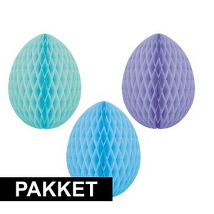 3 decoratie paaseieren pakket blauwtinten 10 cm