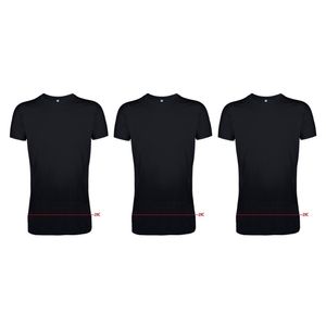 Set van 3x stuks extra lang t-shirt zwart, maat: 2XL