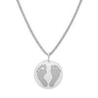 Gepersonaliseerde hand- en/of voetafdrukken ketting - Stainless steel - Zilver - Rond 18 mm - Voetafdrukken