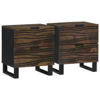 Nachtkastje met lade 2 pcs Walnotenhout 40 x 33 x 46 cm