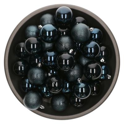 Kerstballen - 25x stuks - donkerblauw - 6 cm - kunststof - onbreekbaar