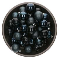 Kerstballen - 25x stuks - donkerblauw - 6 cm - kunststof - onbreekbaar