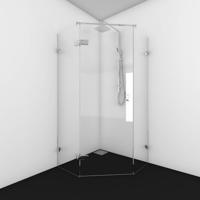 Douchecabine Van Rijn Products Vijfhoek helder glas 200x100 cm Ronde Knop van Rijn