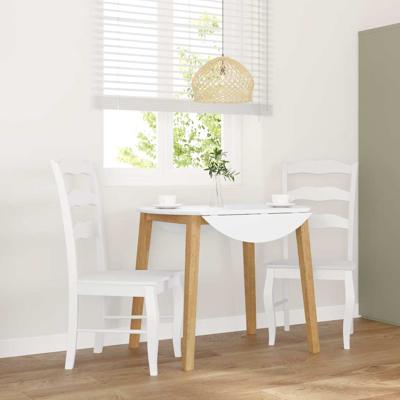 Eetkamerstoelen 2 stuks Wit Massief Hout Rubber