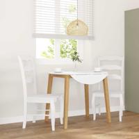 Eetkamerstoelen 2 stuks Wit Massief Hout Rubber Eetkamerstoelen 2 stuks Wit Massief Hout Rubber