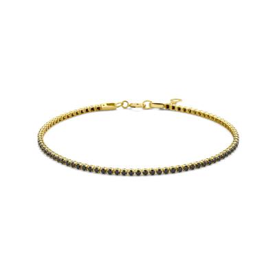 14k Gouden Tennisarmband met Zwarte Spinel - 1,5 mm, 16,5-18 cm