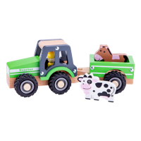 Houten tractor met aanhanger