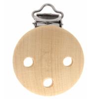 Speenkoord/wagenspanner clip - naturel - hout - met bretelsclip - zelf beschilderen