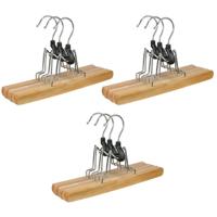 Kledinghangers voor broeken - 9x stuks - 24,5 cm - hout - broekhangers
