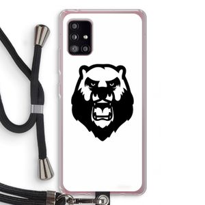 Angry Bear (white): Samsung Galaxy A51 5G Transparant Hoesje met koord
