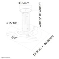 Neomounts BEAMER-C80 Beamer-plafondbeugel Kantelbaar, Draaibaar Afstand vloer-plafond (max.): 15 cm Zilver - thumbnail