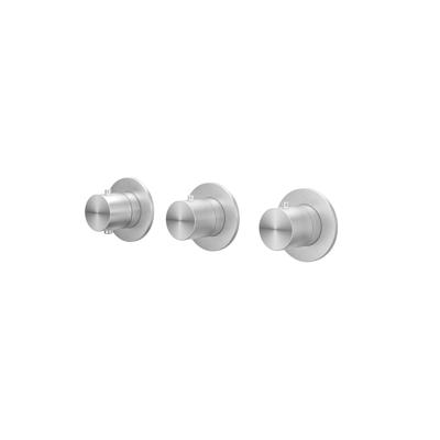 Afbouwdeel IVY Concord Inbouwthermostaat 2 Stopkranen Symmetry Met Ronde Rozetten Geborsteld RVS316