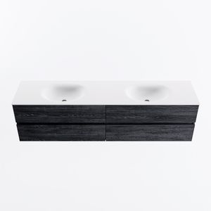 MONDIAZ VICA 190cm badmeubel onderkast Antracite 4 lades. Wastafel MOON dubbel 2 kraangaten, kleur Talc.