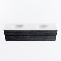MONDIAZ VICA 190cm badmeubel onderkast Antracite 4 lades. Wastafel MOON dubbel 2 kraangaten, kleur Talc.