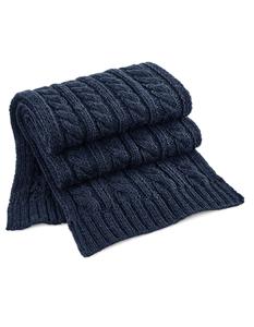 Beechfield CB499 Cable Knit Melange Scarf - Navy - 168 x 27 cm