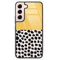 Samsung Galaxy S22 glazen hardcase - Abstract geel