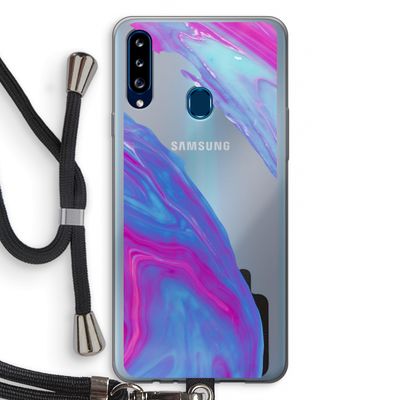 Zweverige regenboog: Samsung Galaxy A20s Transparant Hoesje met koord