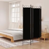 Kamerscherm met 4 panelen 160x200 cm stof zwart
