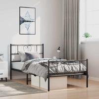 Bedframe met hoofd- en voeteneinde metaal zwart 100x200 cm