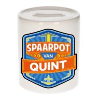 Kinder spaarpot met naam - Quint - keramiek - met dop - wit - Sparen - Spaargeld van Quint