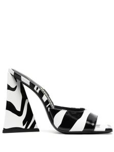 The Attico mules Devon 115 mm à imprimé zébré - Noir