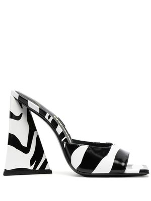 The Attico mules Devon 115 mm à imprimé zébré - Noir