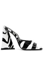 The Attico mules Devon 115 mm à imprimé zébré - Noir