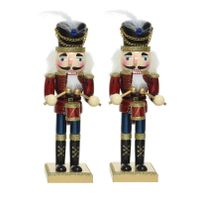 2x stuks kerstbeeldjes houten notenkraker poppetjes/soldaten 25 cm kerstbeeldjes