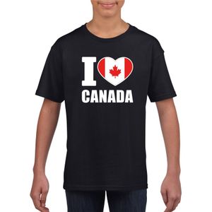 Zwart I love Canada fan shirt kinderen