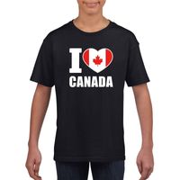 Zwart I love Canada fan shirt kinderen - thumbnail