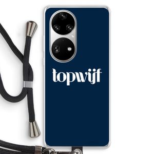 Topwijf Navy: Huawei P50 Pro Transparant Hoesje met koord