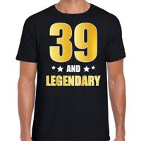 39 and legendary verjaardag cadeau t-shirt - zwart - gouden letters - heren - 39 jaar geworden