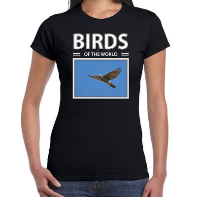 Havik roofvogels t-shirt met dieren foto birds of the world zwart voor dames