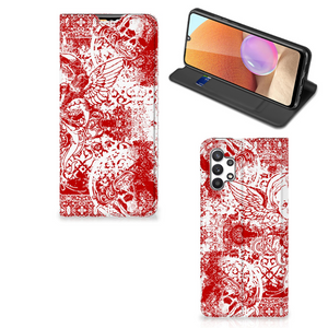 Mobiel BookCase Samsung Galaxy A32 4G | A32 5G Enterprise Editie Angel Skull Rood