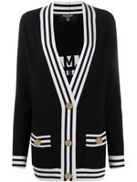 Balmain cardigan long à bandes contrastantes - Noir