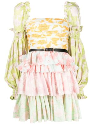 Leo Lin robe courte Holly à manches longues - Multicolore