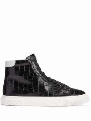 Giuseppe Zanotti baskets Blabber à effet peau de crocodile - Noir