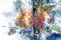 Karo-art Schilderij - Boom in herfst (print op canvas),  2 maten, Premium print - thumbnail