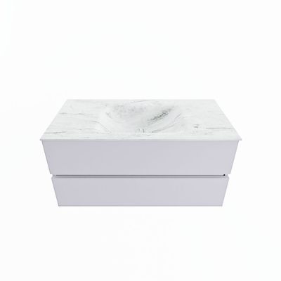 MONDIAZ VICA-DLUX 100cm badmeubel onderkast Cale 2 lades. Inbouw wastafel CLOUD midden 1 kraangat, kleur Opalo.