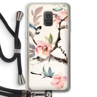 Japanse bloemen: Samsung Galaxy A8 (2018) Transparant Hoesje met koord