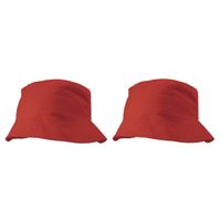 10x stuks vissershoedje/zonnehoedjes rood voor volwassenen