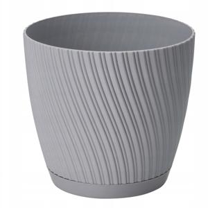 Form Plastic Plantenpot/bloempot Waves - kunststof - platina grijs - D27 x H24 cm