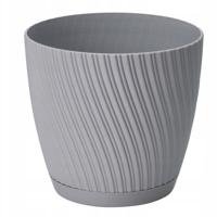 Form Plastic Plantenpot/bloempot Waves - kunststof - platina grijs - D27 x H24 cm - thumbnail