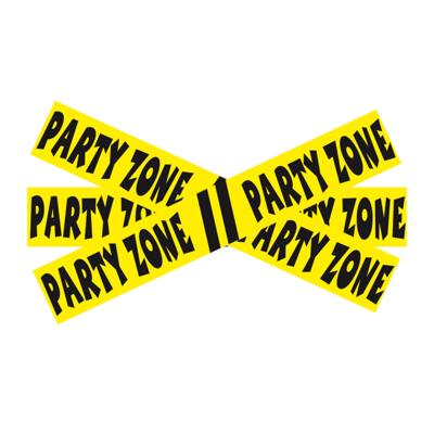 Folat Markeerlint party zone - 3x stuks - 15 meter - geel/zwart - afzetlint feest versiering