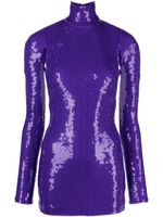 LaQuan Smith robe courte ornée de sequins à dos ouvert - Violet