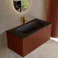 Badmeubel Mondiaz Kurve | 90 cm cm | Meubelkleur Ruby | Wastafelkleur Urban | Solid surface | Wasbak midden spoelbak | 1 kraangat Badmeubel Mondiaz Kurve | 90 cm cm | Meubelkleur Ruby | Wastafelkleur Urban | Solid surface | Wasbak midden spoelbak | 1 kraangat
