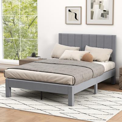 Bedframe voor 200 x 140 cm Matras Gestoffeerd Platformbed Tweepersoonsbedframe Grijs