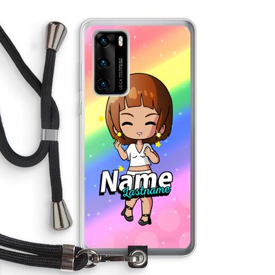 Chibi Maker vrouw: Huawei P40 Transparant Hoesje met koord