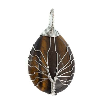 Edelsteen Hanger Levensboom Tijgeroog (4 cm)