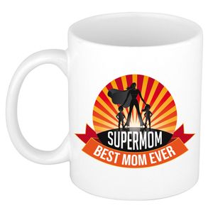 Supermom, best mom ever moederdag cadeau mok / beker wit
